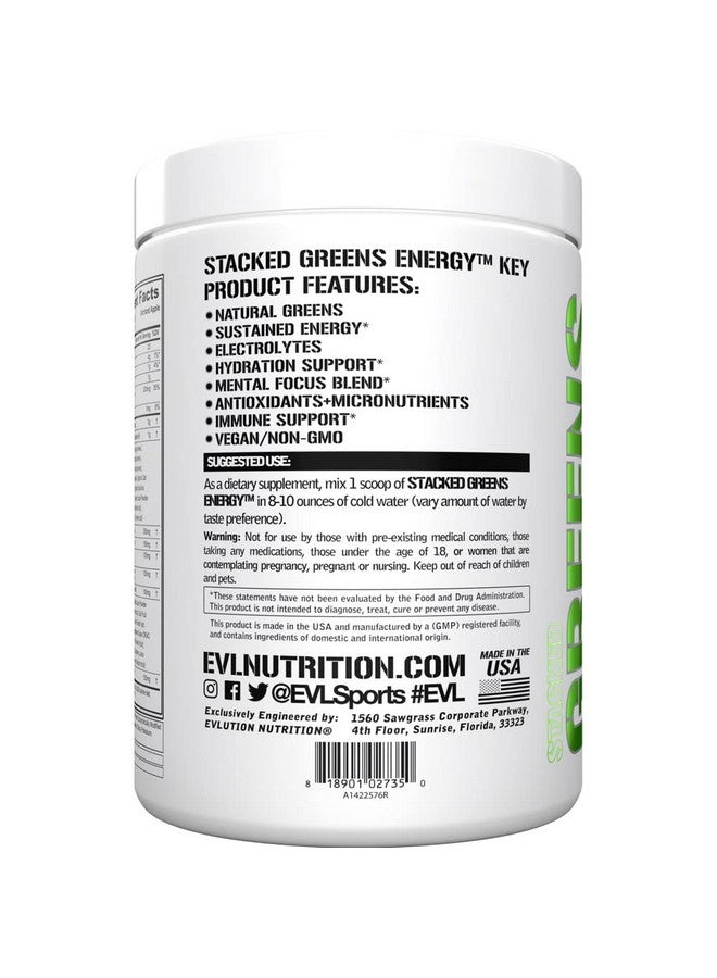 Evlution Greens and Superfoods Energy Drink Powder - EVL Super Greens Powder Smoothie Mix with Caffeine Spirulina Chlorella and Wheat Grass - Vegan - for Energy Focus and Immunity - Image 3