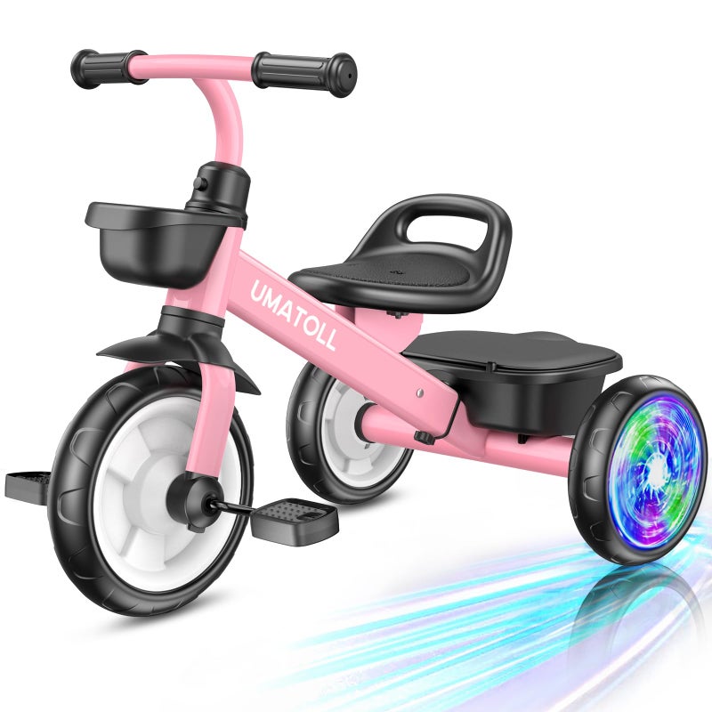 Umatoll Tricycle for Toddlers 25 Year Old Ajustable Toddler Bike Outdoor Toys Birthday Gift for Girl Age 24 Trike with Light up Wheels - Image 2