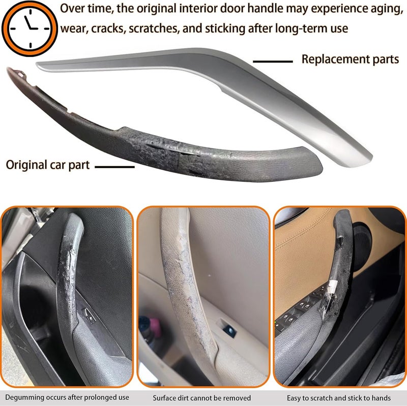 CHUANGHUI Car Door Handle for BMW X1 E84 2010-2015 28i 35i Interior Door Handles Replace Cover Car Door Handle Accessories (Silver) - Image 2