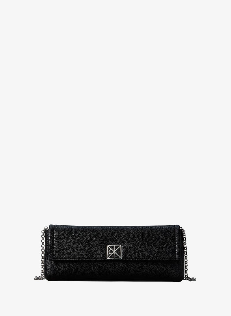 CALVIN KLEIN Emblem Pebble Grain Chain Strap Clutch - Image 1