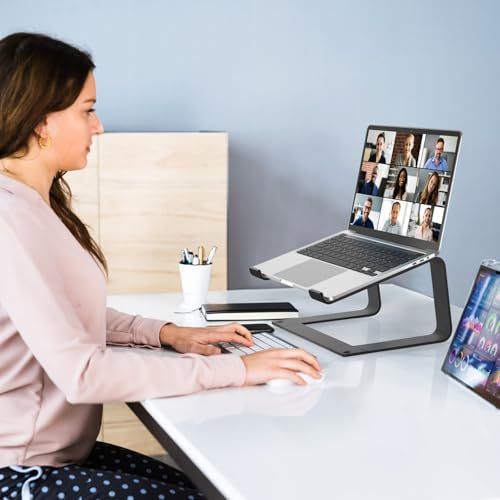 GleYo Laptop Stand for Desk Detachable Aluminum Computer Riser Portable Metal Notebook Printer Stand Holder Compatible with MacBook Air, Pro, Dell, HP, Lenovo and All 10-16" Laptops, Black - Image 5