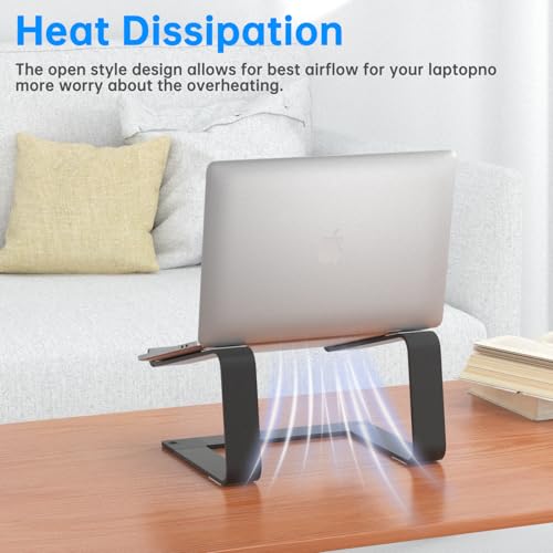 GleYo Laptop Stand for Desk Detachable Aluminum Computer Riser Portable Metal Notebook Printer Stand Holder Compatible with MacBook Air, Pro, Dell, HP, Lenovo and All 10-16" Laptops, Black - Image 4