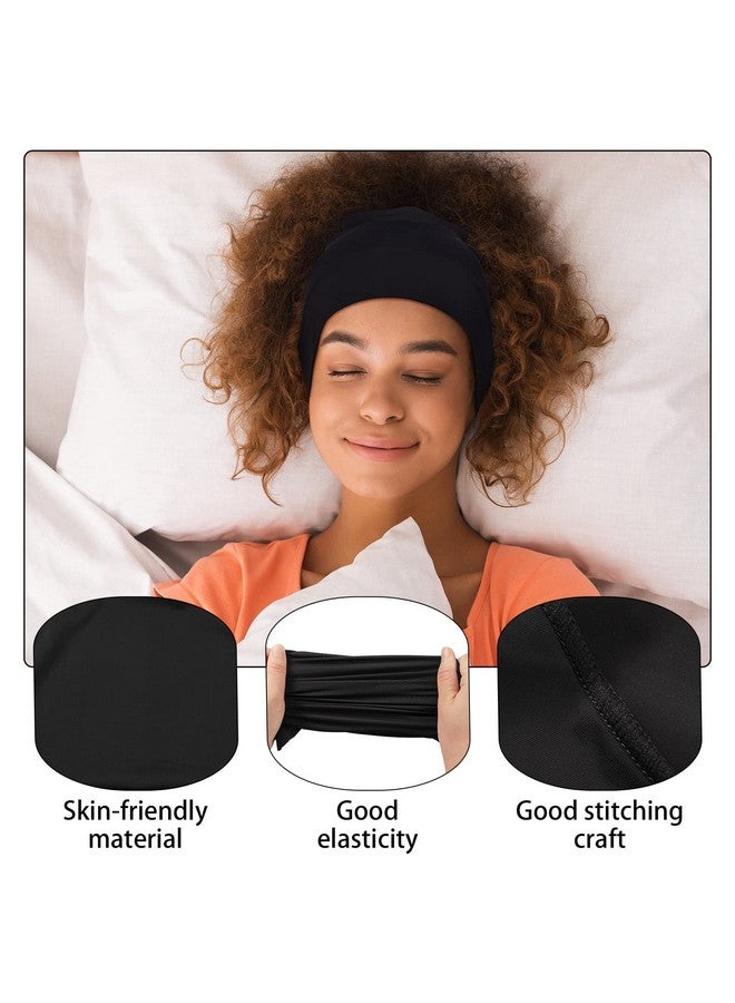 Haysandy 4 Pieces Satin Head Wrap Satin Lined Hair Cover Sleep Cap No Fading Slouchy Skull Night Sleeping Beanie For Frizzy Curly Hair (Black Coffee Wine Red Navy Blue)  - Image 3