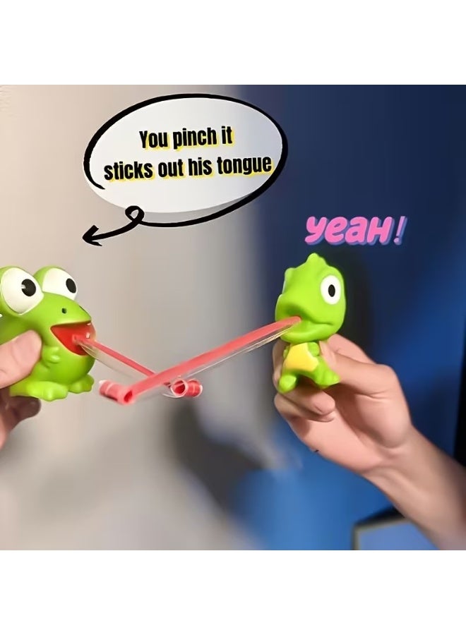 Goolsky Fun Frog & Dinosaur Pop-Up Tongue Relaxer Toy - Safe Rubber, Interactive Party Game, Green Cartoon Design with Red Tongue, Perfect Gift for Youngsters - Image 1