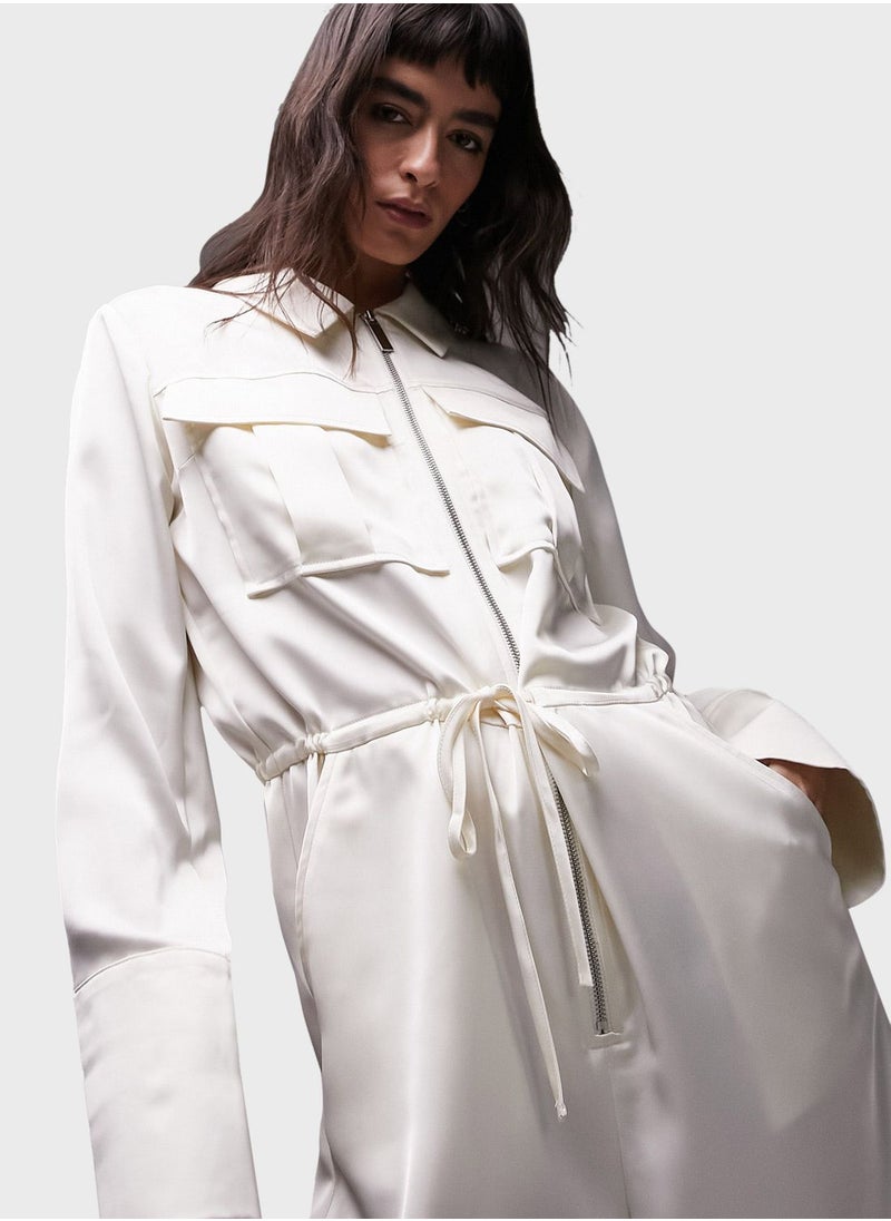TOPSHOP Satin cargo jumpsuit  - Image 3