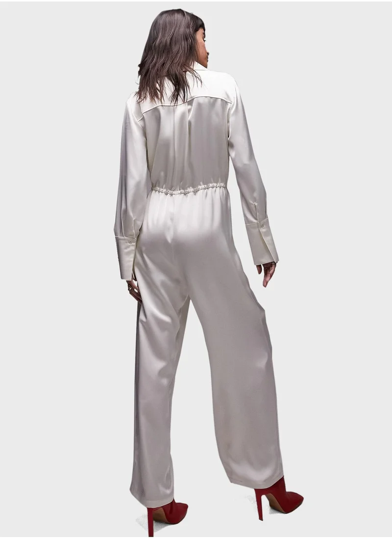 TOPSHOP Satin cargo jumpsuit