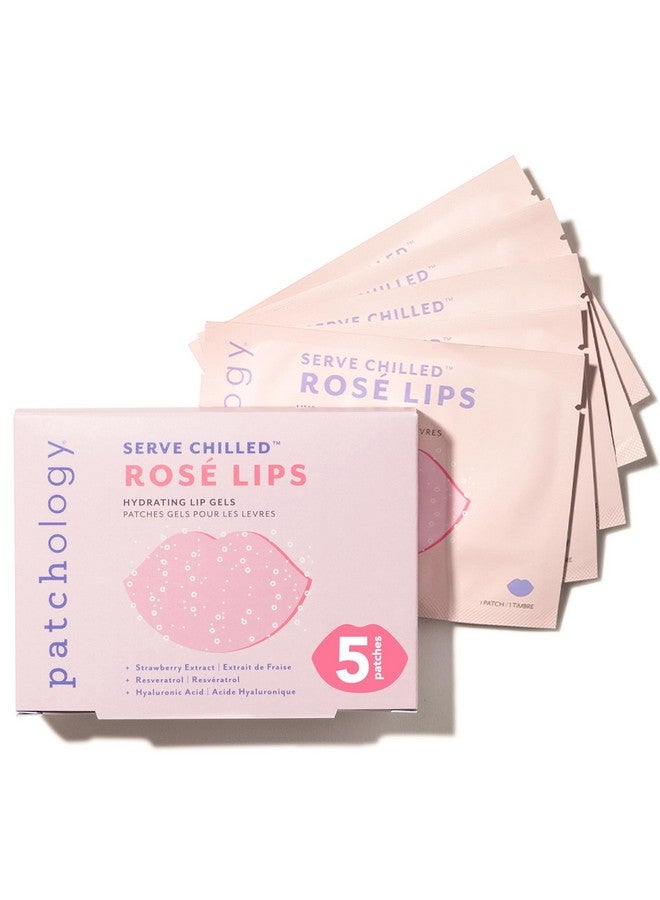 Patchology Rosé Gel Lip Mask - Overnight Lip Sleeping Mask with Resveratrol & Hyaluronic Acid for Moisturizing & Hydrating Dry Lips - Strawberry Scented Lip Care Solution (5 Count) - Image 1