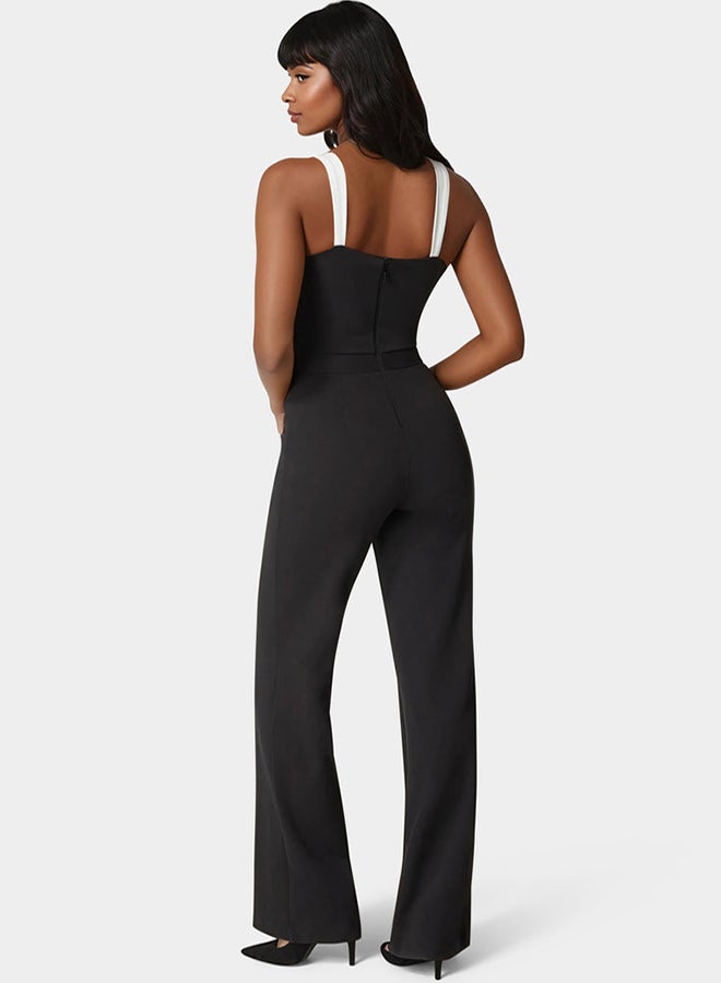 bebe Lace Insert Flared Jumpsuit  - Image 4