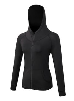 Loquat Women Quick Dry Breathable Elastic Coat Black  - Image 1