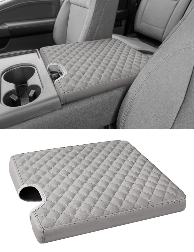 Sinvanho Center Console Armrest Cover for 2015-2025 Ford F150 F250 F350 F450 F550 with 40/20/40 Jump Seat, PU Leather Middle Console Cover Seat Box Lid Protective Cover Cushion Pad, Truck Accessories - Image 1