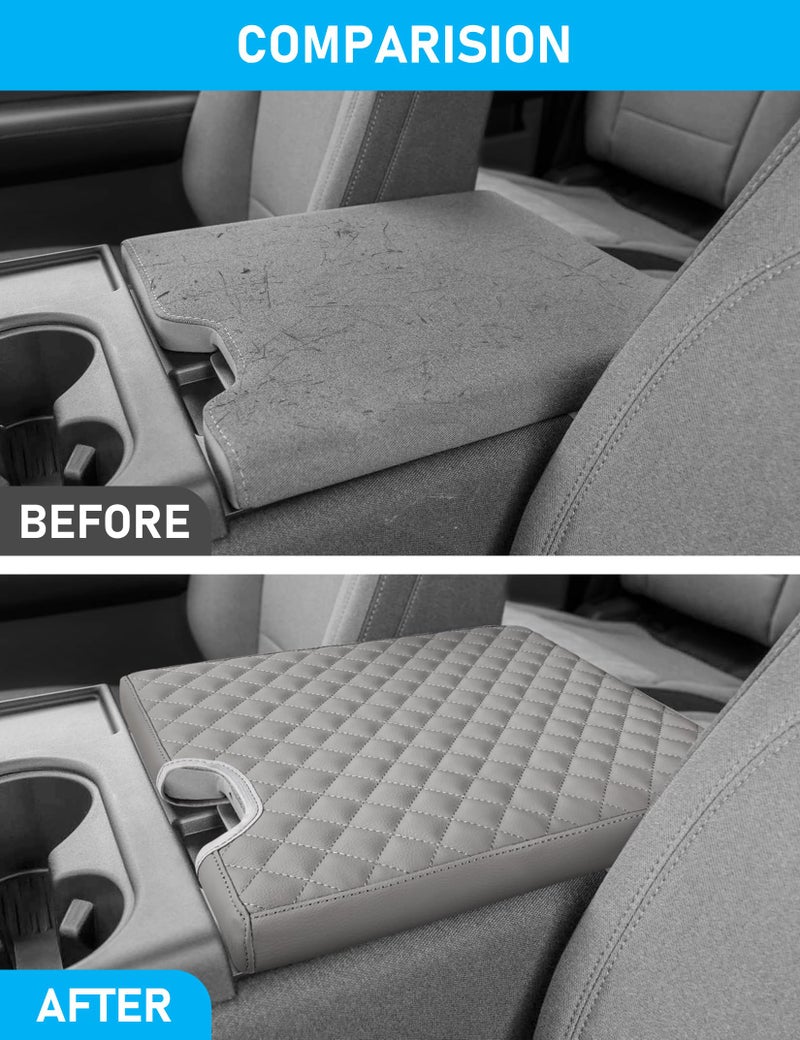 Sinvanho Center Console Armrest Cover for 2015-2025 Ford F150 F250 F350 F450 F550 with 40/20/40 Jump Seat, PU Leather Middle Console Cover Seat Box Lid Protective Cover Cushion Pad, Truck Accessories - Image 3