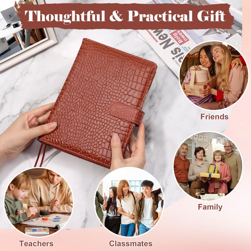 SKLENICE PU Leather Cover for A5 Notebooks Brown Planner Cover Compatible with Hobonichi Cousin Stalogy and MD A5 Journal Cover with Pen Loop Pockets for Refillable Notebook Planner - Image 5