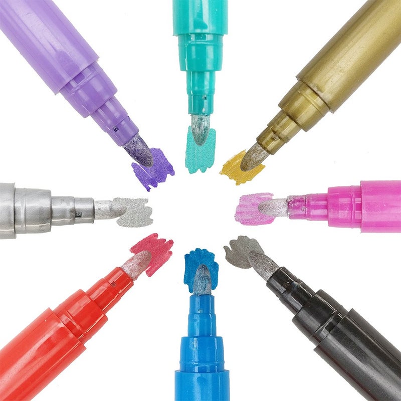 CNYMANY ANIN 8 Pcs of Wine Glass Markers, CNYMANY Erasable Washable Name It Marker Pens for Glassware Window - 8 Colors - Image 3