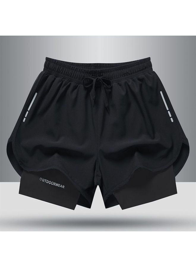 Men's Swimming Trunks Double-layer Anti-embarrassment Quick-drying Breathable Three-point Shorts Hot Spring Swimsuit Beach Pants Surfing Cross-border-Color:Gray + 【new-double Layer Anti-embarrassmen - Image 5