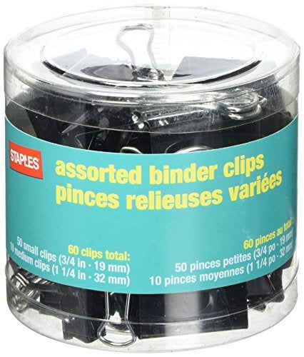 Staples STPL Staples Binder Clips, Assorted Sizes, Black, 60-Pack - Image 2