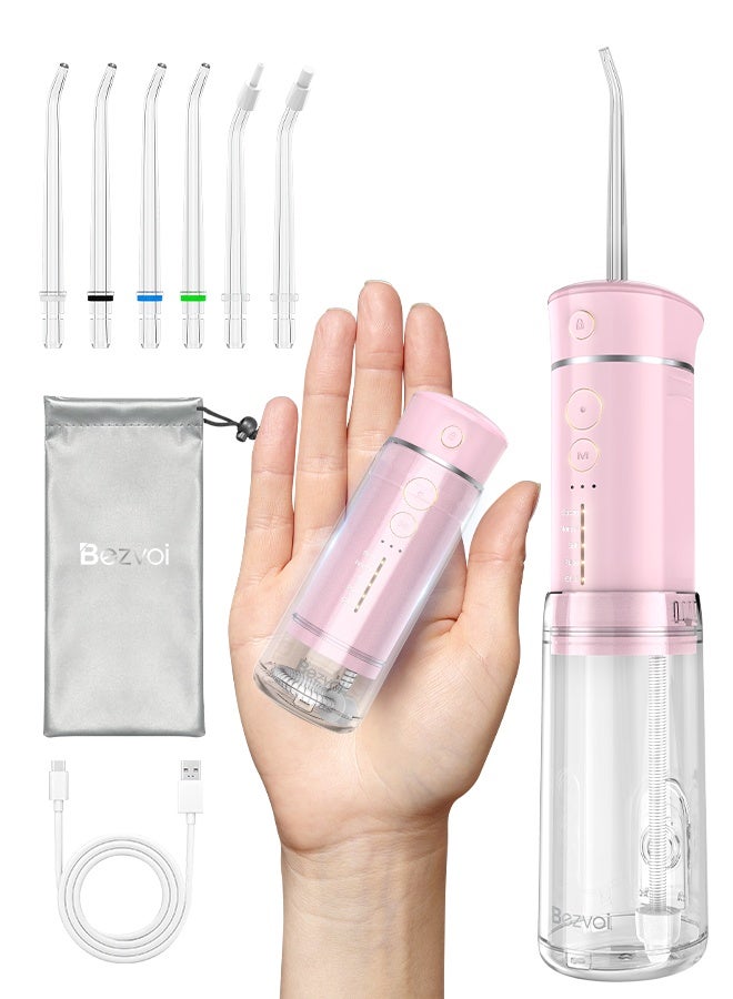 Bezvoi Water Flosser Mini Cordless Portable: 5 Modes Water Dental Floss with Telescopic Water Tank, 6 Tips, IPX7 Waterproof Oral Irrigator for Teeth Cleaning Gums,Orthodontic,Braces Dental Care - Image 1