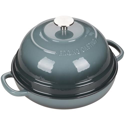 EDGING CASTING Enameled Cast Iron Dutch Oven Pot with Lid, Round Bread Oven for Homemade Sourdough Bread Baking, 6 Quart, Slateblue - Image 4