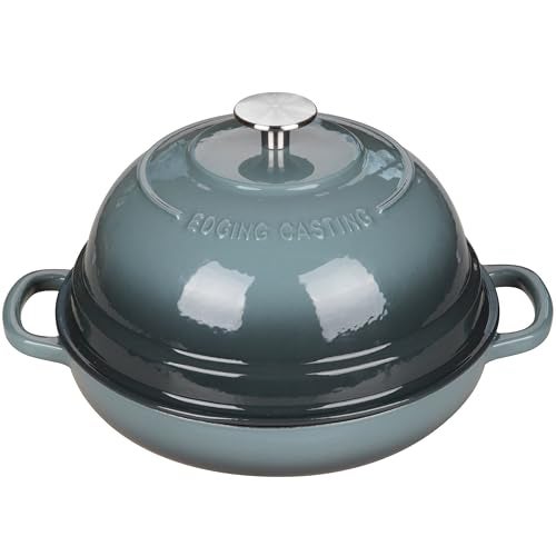 EDGING CASTING Enameled Cast Iron Dutch Oven Pot with Lid, Round Bread Oven for Homemade Sourdough Bread Baking, 6 Quart, Slateblue - Image 2