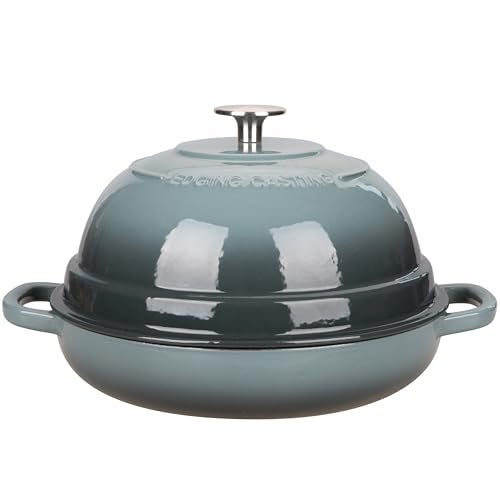 EDGING CASTING Enameled Cast Iron Dutch Oven Pot with Lid, Round Bread Oven for Homemade Sourdough Bread Baking, 6 Quart, Slateblue - Image 1