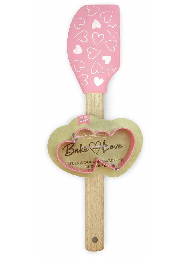 Handstand Kitchen Baked with Love Spatula and Heart Shaped Cookie Cutter Set - Image 1