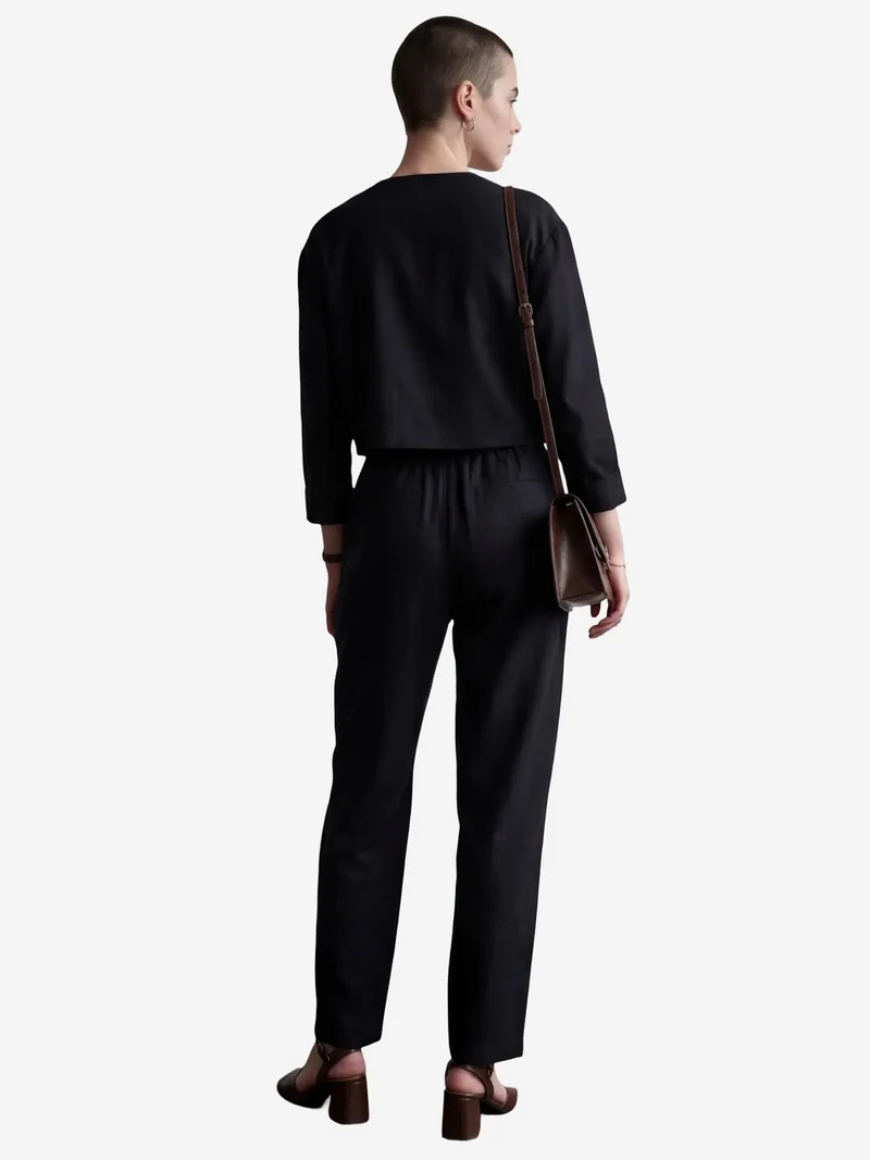 MY FASHION Black MY FASHION Crew Neck Buttoned Pocket Two-Piece Set for Women | Best Price UAE