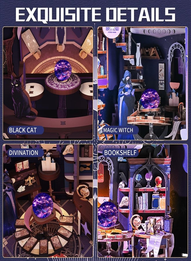 Spilay DIY Book Nook Kits for Adults, Luna Tarot Book Nook with LED Light and Dust Cover, 3D Wooden Puzzle DIY Miniature Dollhouse Kit, Creative Bookshelf Decor&Unique Gift for Teens & Book Lovers - Image 3