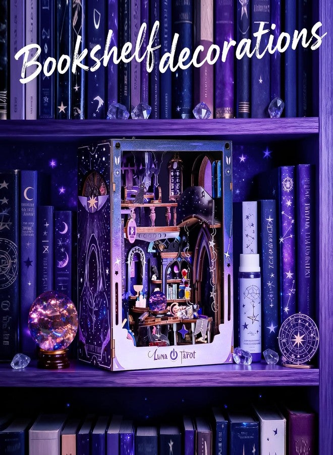 Spilay DIY Book Nook Kits for Adults, Luna Tarot Book Nook with LED Light and Dust Cover, 3D Wooden Puzzle DIY Miniature Dollhouse Kit, Creative Bookshelf Decor&Unique Gift for Teens & Book Lovers - Image 5