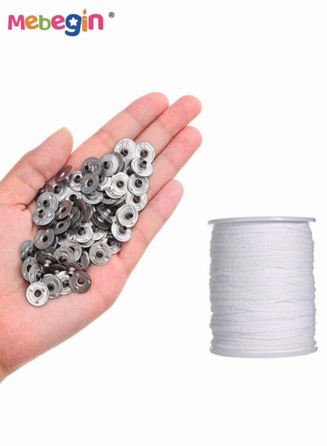 ميبيجين مجموعة صنع الشموع الخالية من الدخان، أدوات صنع الشموع DIY تتضمن 3 لفات من فتيل الشموع المضفر، 300 قطعة من علامات تبويب فتيل الشموع المعدنية وحامل واحد لأجهزة مركز فتيل الشموع، لا توجد بقايا ضارة - Image 4