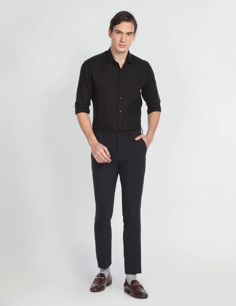 Arrow Dark Blue Jackson Super Slim Fit Formal Trousers for Men | Best Price UAE