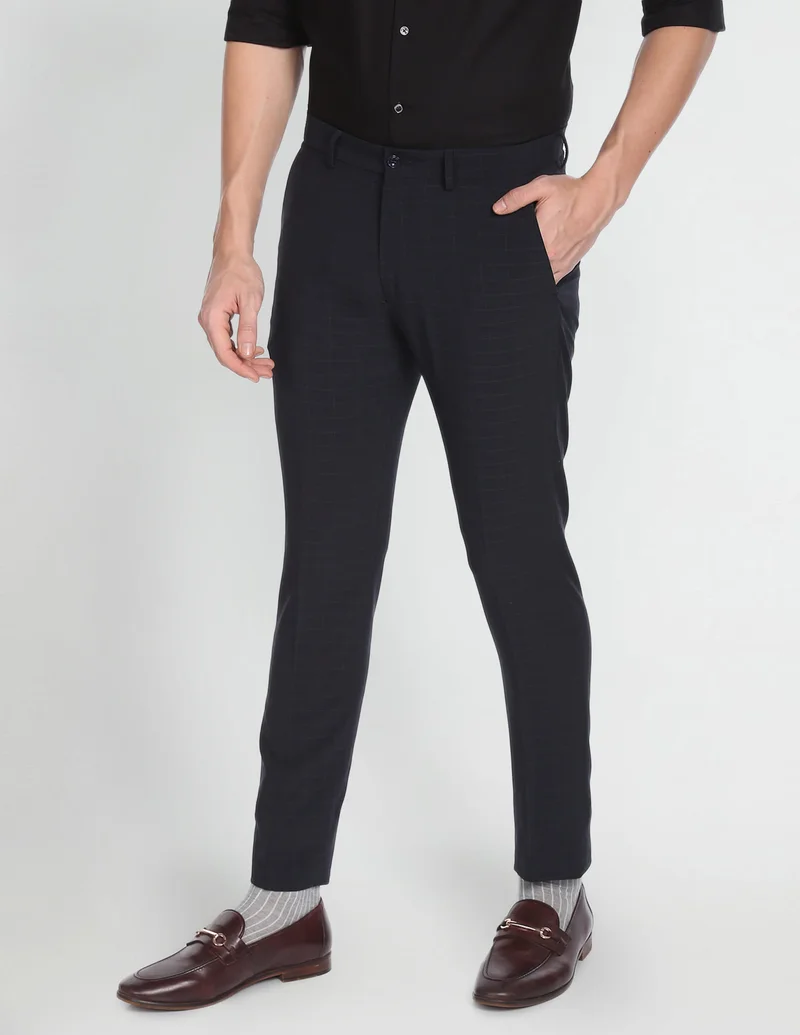Arrow Dark Blue Jackson Super Slim Fit Formal Trousers for Men | Best Price UAE