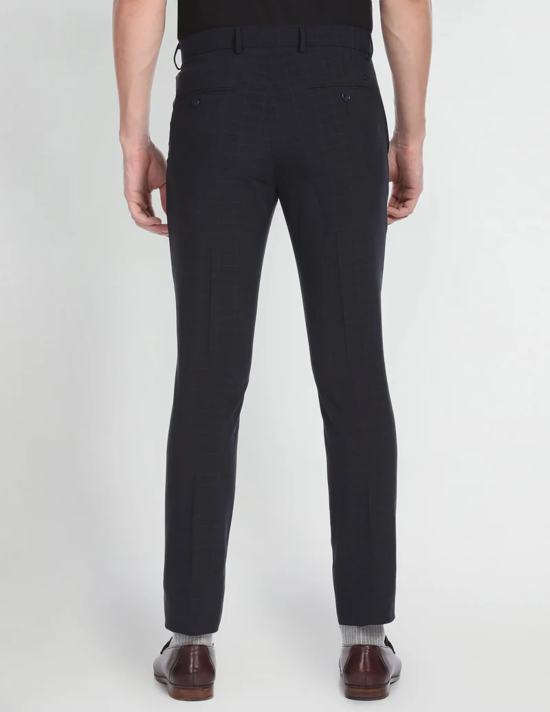 Arrow Dark Blue Jackson Super Slim Fit Formal Trousers for Men | Best Price UAE