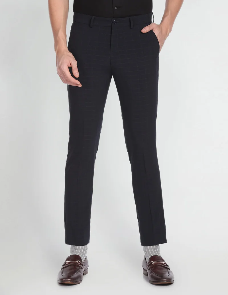 Arrow Dark Blue Jackson Super Slim Fit Formal Trousers for Men | Best Price UAE