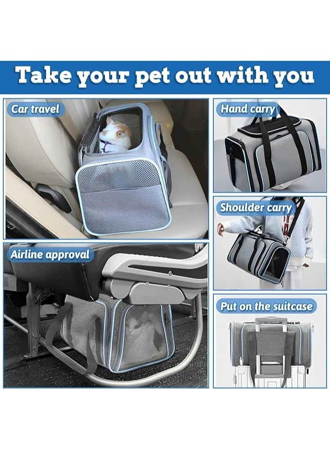 تراسل حاملة القطط والكلاب من تراسل - حقيبة سفر للحيوانات الأليفة، ناعمة الجوانب وقابلة للتمدد، معتمدة من شركات الطيران | حاملة قابلة للطي والحمل مع وسادة قابلة للإزالة للقطط والجراء والحيوانات الصغيرة - Image 5