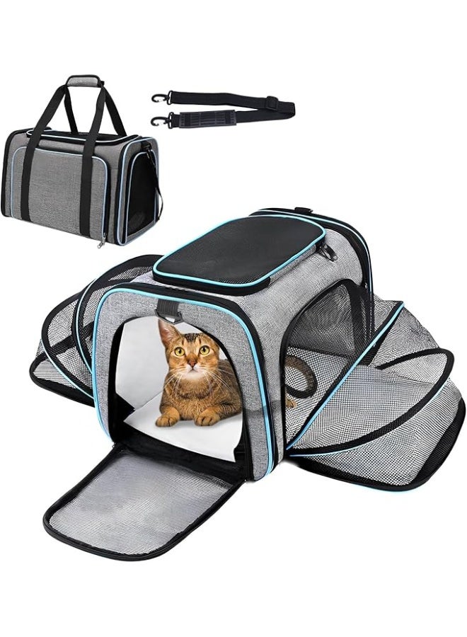 تراسل حاملة القطط والكلاب من تراسل - حقيبة سفر للحيوانات الأليفة، ناعمة الجوانب وقابلة للتمدد، معتمدة من شركات الطيران | حاملة قابلة للطي والحمل مع وسادة قابلة للإزالة للقطط والجراء والحيوانات الصغيرة - Image 1