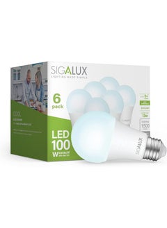 Sigalux Light Bulbs 100 Watt Equivalent Led Bulbs, A19 Daylight Standard Light Bulbs 5000K White,Non-Dimmable 13W Energy Efficient Light Bulbs With E26 Medium Base,1500Lm, Ul Listed, 6 Packs  - Image 1