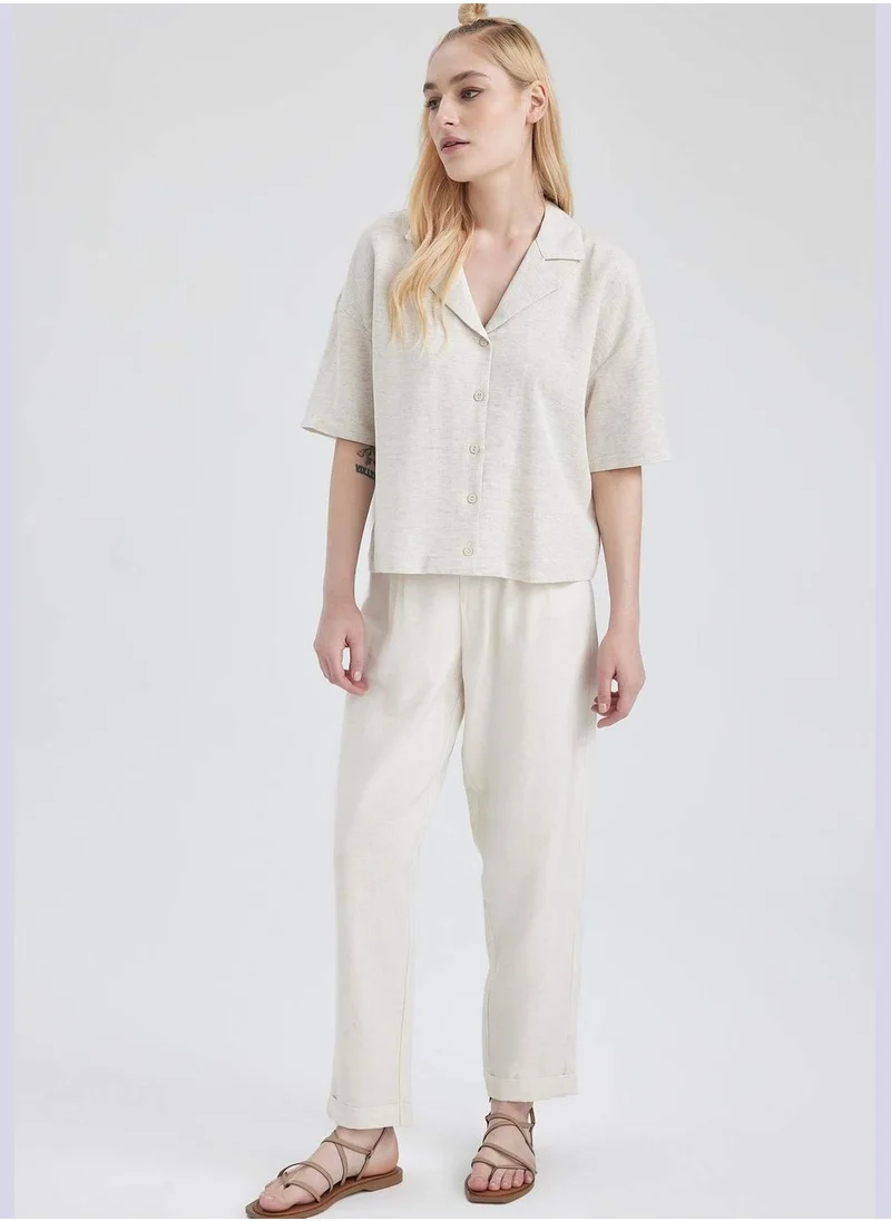 ديفاكتو Slouchy Fit High Waisted Ankle Chinos