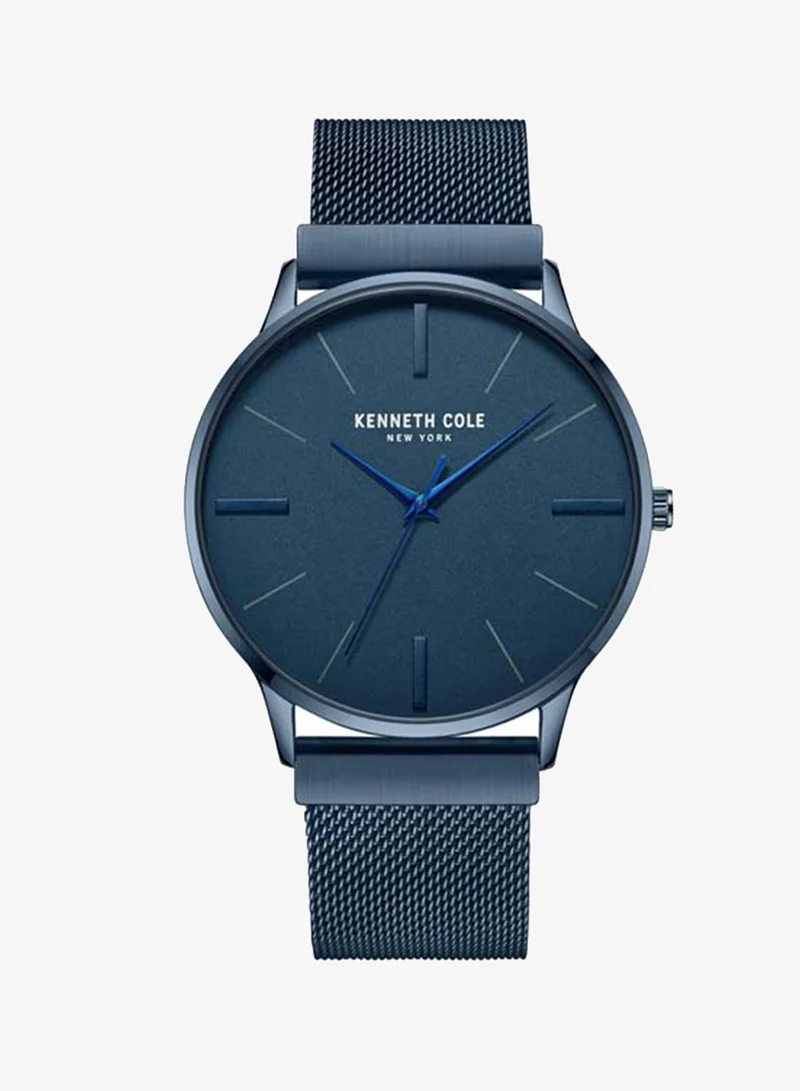 كينيث كول نيو يورك Modern Classic Blue Dial Stainless Steel Bracelet Analog Watch for Men