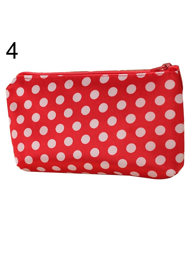 NIBEMINENT Polka Dot Printed Cosmetic Bag Red/White