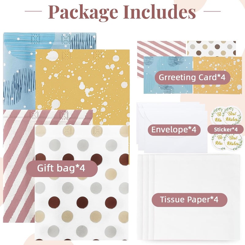 STYPOP 10" Medium Gift Bags Set (4 Pack) with Tissue Paper & Cards - Reusable Non-Woven Bags for Various Occasions - Image 2