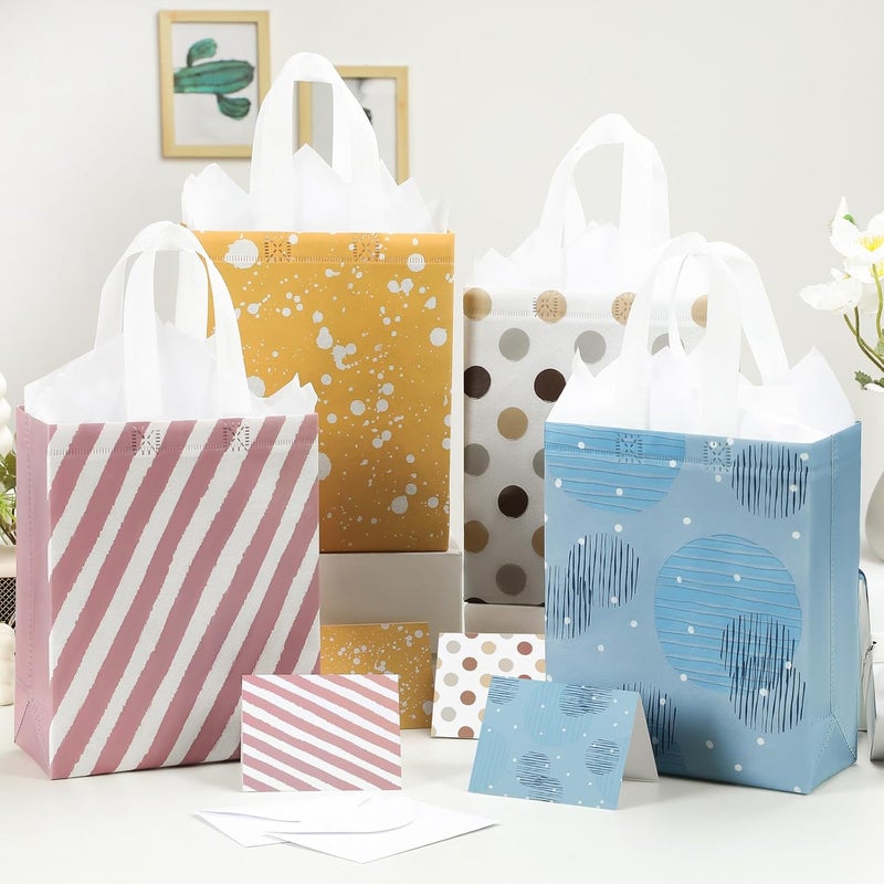 STYPOP 10" Medium Gift Bags Set (4 Pack) with Tissue Paper & Cards - Reusable Non-Woven Bags for Various Occasions - Image 3