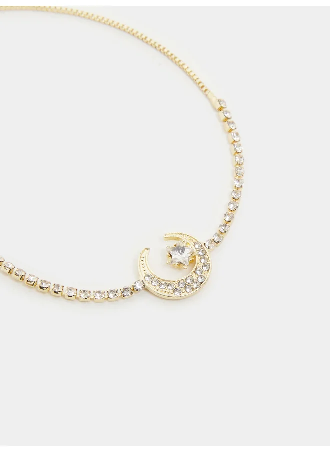 ستايلي Styli Embellished Moon and Star Charm Bracelet
