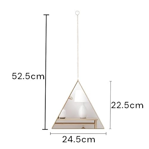 HOME ELEMENTS Plastic Triangular Wall Mirror Set with Hanging Chain (Pack of 3), Modern Decorative Golden Frame Mirror for Aesthetic Room Decor, Bathroom, Bedroom, Living Room (Triangle) - Image 4