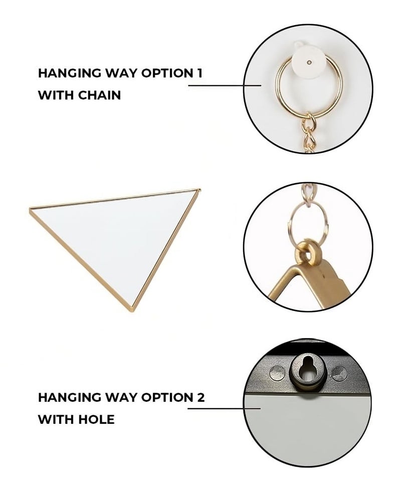 HOME ELEMENTS Plastic Triangular Wall Mirror Set with Hanging Chain (Pack of 3), Modern Decorative Golden Frame Mirror for Aesthetic Room Decor, Bathroom, Bedroom, Living Room (Triangle) - Image 5