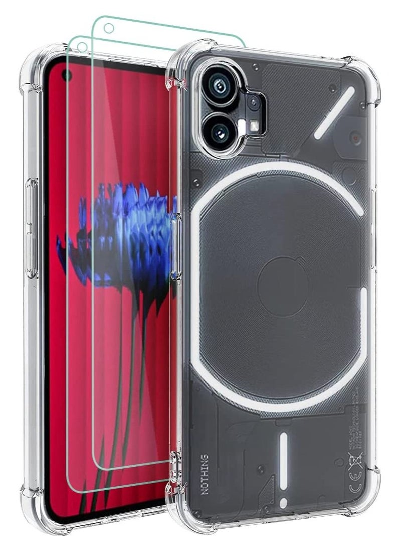 Nothing Phone 1 Case Clear Transparent with 2pcs Screen Protector Reinforced Corners TPU Shock-Absorption Flexible Cell Phone Cover for Nothing Phone 1(Clear) - Image 1