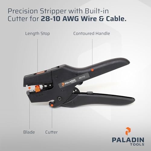 Paladin Tools STRIPAX PRO 6 Automatic Wire Stripper Tool, Premium Wire Cutter 28-10 AWG, THHN/THHW Insulation, Professional Grade - Image 3