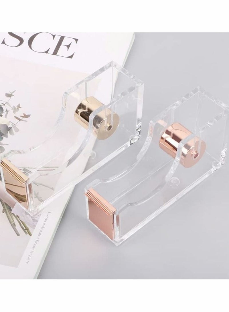 KASTWAVE Acrylic Tape Dispenser, Modern Design Office Desktop Tape Dispenser Metal Core Tape Holder Gold Decorative Accessory - Image 4