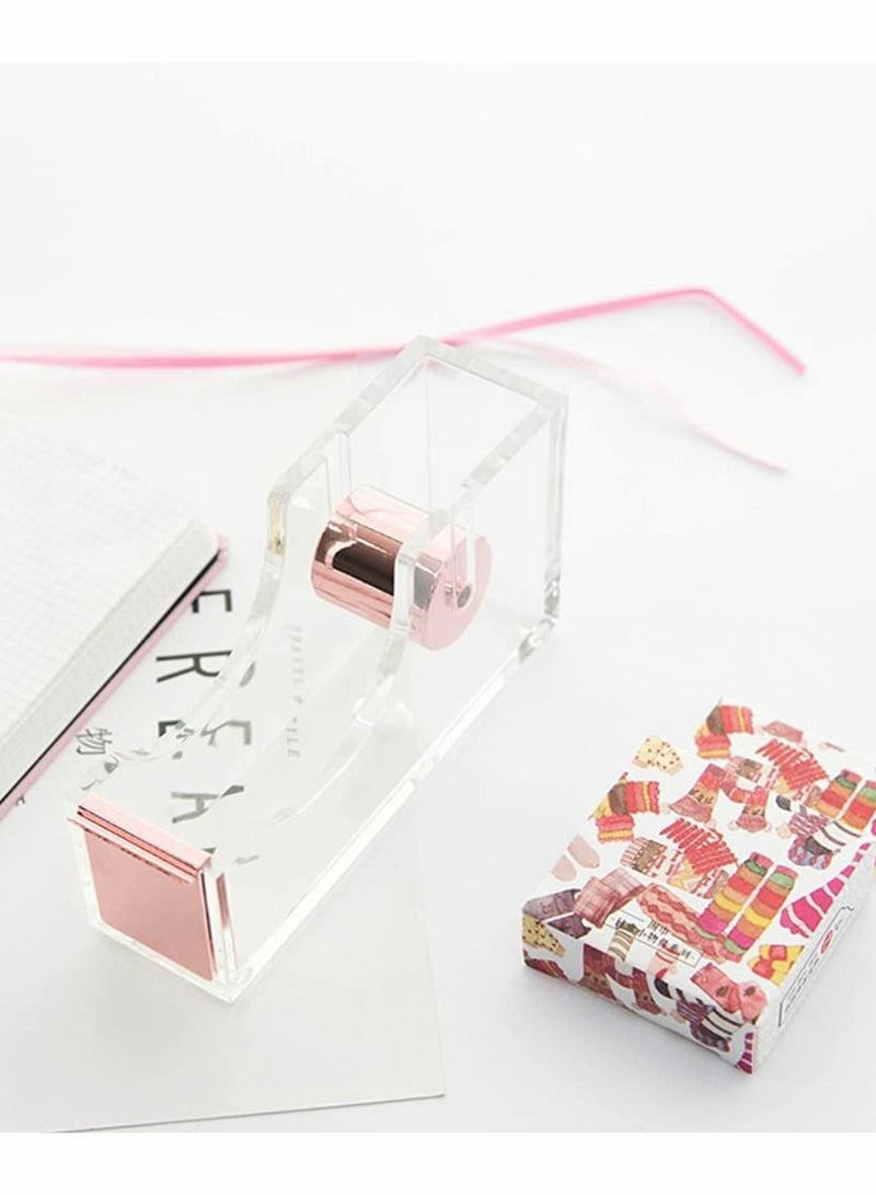 KASTWAVE Acrylic Tape Dispenser, Modern Design Office Desktop Tape Dispenser Metal Core Tape Holder Gold Decorative Accessory - Image 5