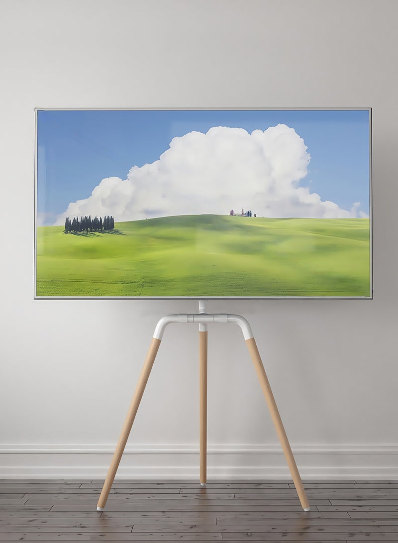 FlashHawk Tripod TV Screen Stand for 32-65 Inch TVs, Portable Swivel TV Stand Mount, Height Adjustable, Concealed Cable Management, Max Load 45Kg - White - Image 3