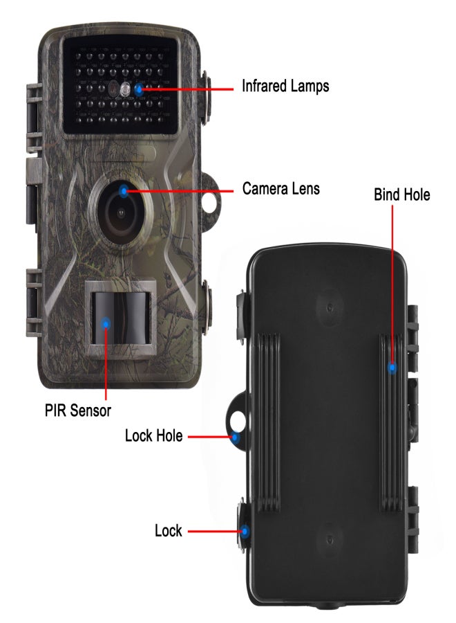 1080P Trail Camera 16MP Wildlife Scouting Camera Tracking Camera with 2.0 Inch TFT Color Screen 0.8s Trigger Time Supports Infrared Night Vision Motion Activated IP66 Waterproof - Image 3