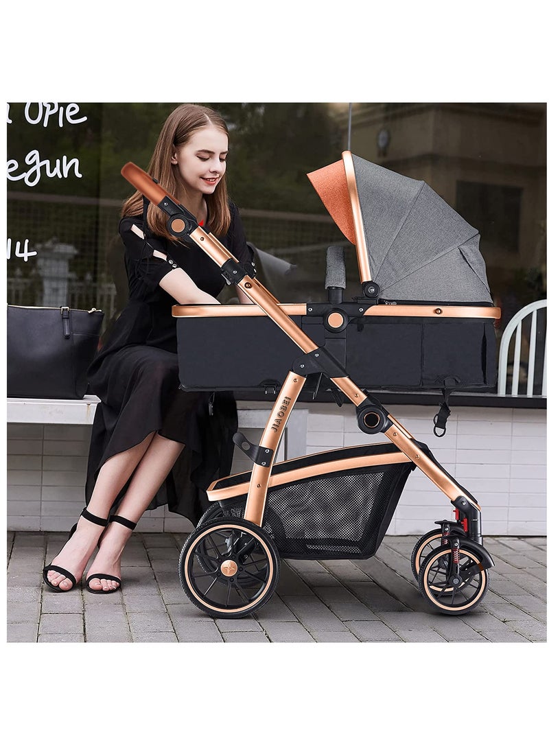 Vinnatsu Baby Strollers 2 in 1 Standard Bassinet Stroller Carriage Infant Toddler Girl Boy Lightweight Foldable Travel Newborn Stroller Dark Grey  - Image 5